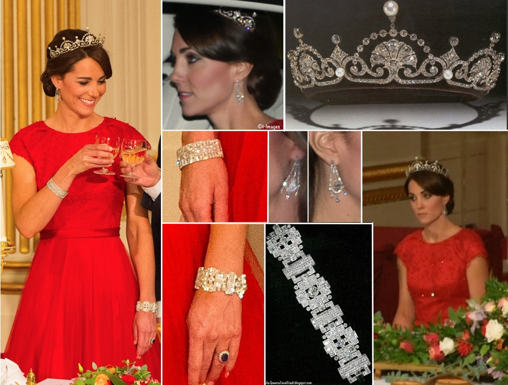 Kate Iconic Looks China State Visit Banquet Red Packham Lotus Flower Tiara October 20 2015