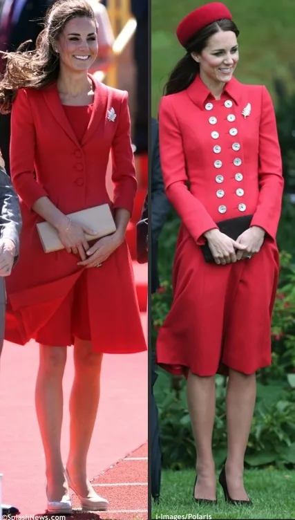 Kate Royal Tour 2014 Catherine Walker Red Ensemble Comparison Splash i-ImagesPolaris