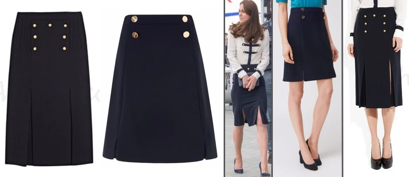 RepliKate for McQueen Military Skirt LK Bennett Bay Button Skirt House of Fraser March 29 2017