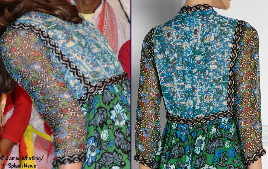 Kate India Tour Day 3 Kaziranga Anna Sui Dress From Back Splash April 12 2016