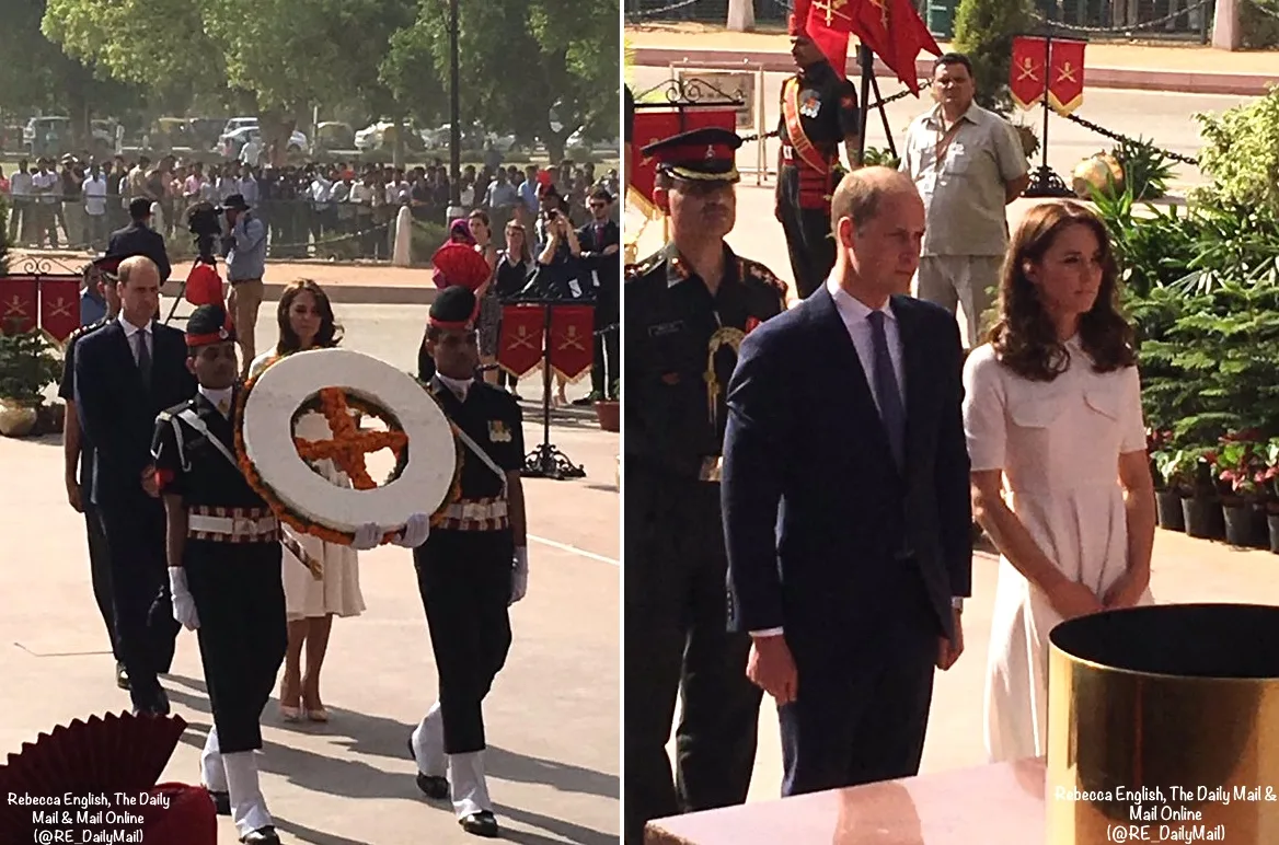 Kate William India Tour Day 2 Two White Wickstead New Delhi India Gate Both R English April 11 2016