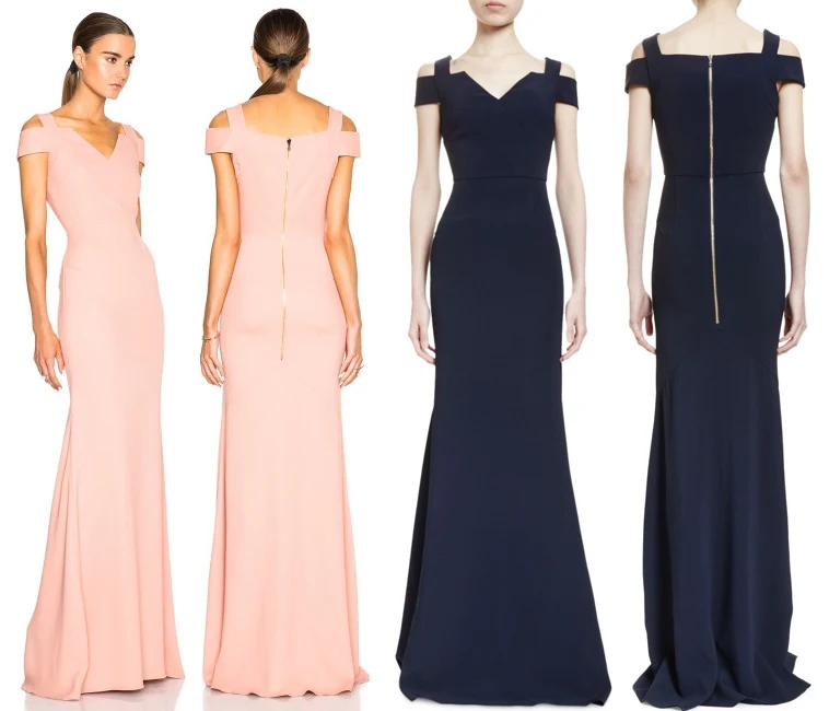 Roland Mouret Nansen Gown Pale Blush Midnight Navy June 9 2016