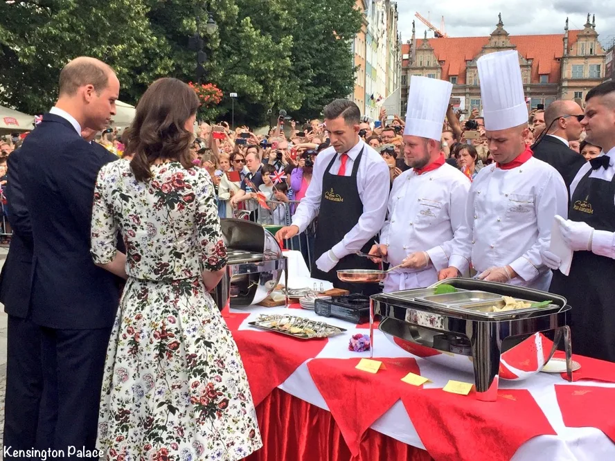 Kate William Gdansk Duchess Erdem hurst rose separates Royal Tour poland germany